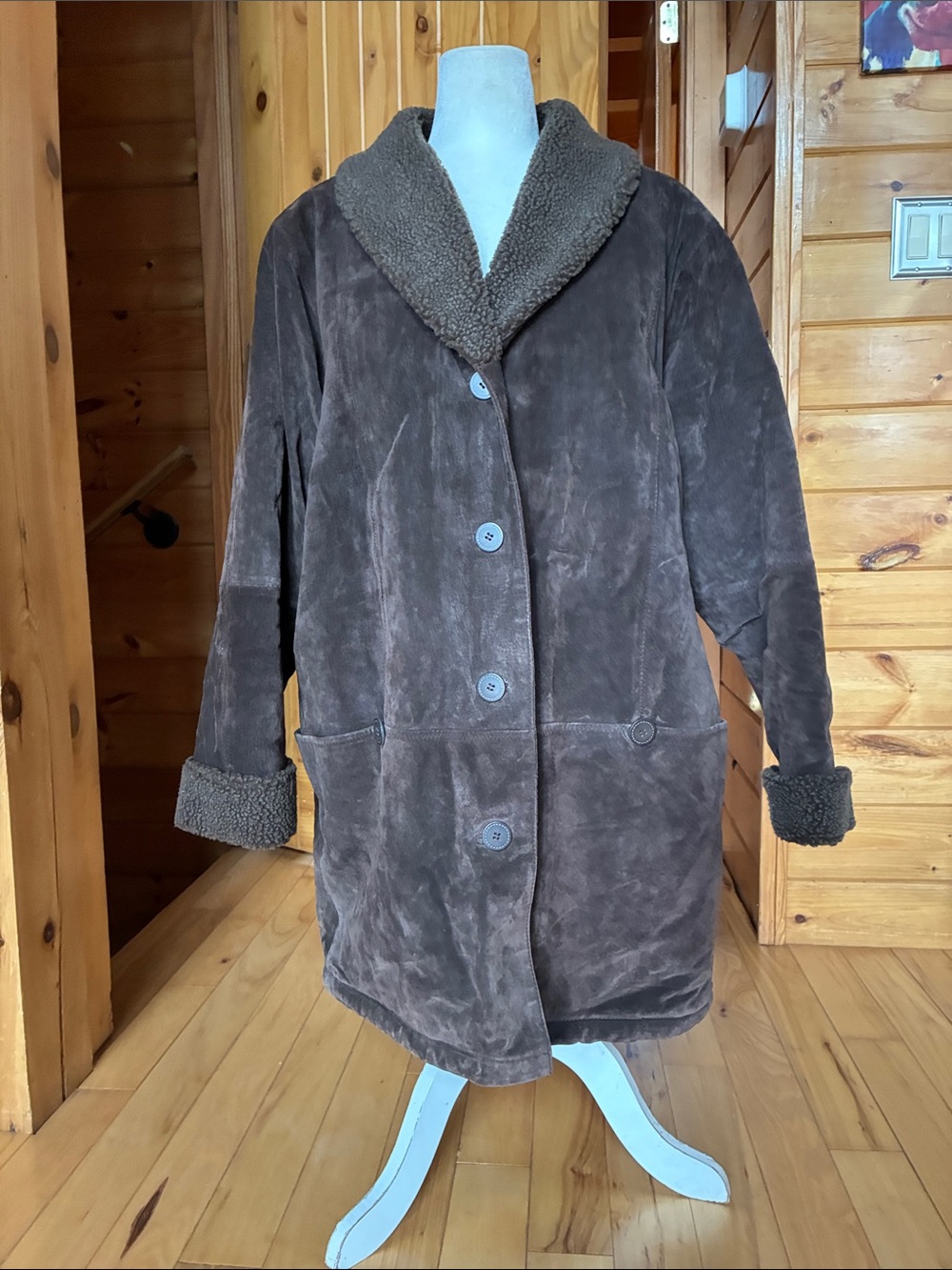 Vintage suede leather heavy duty work chore horse western coat